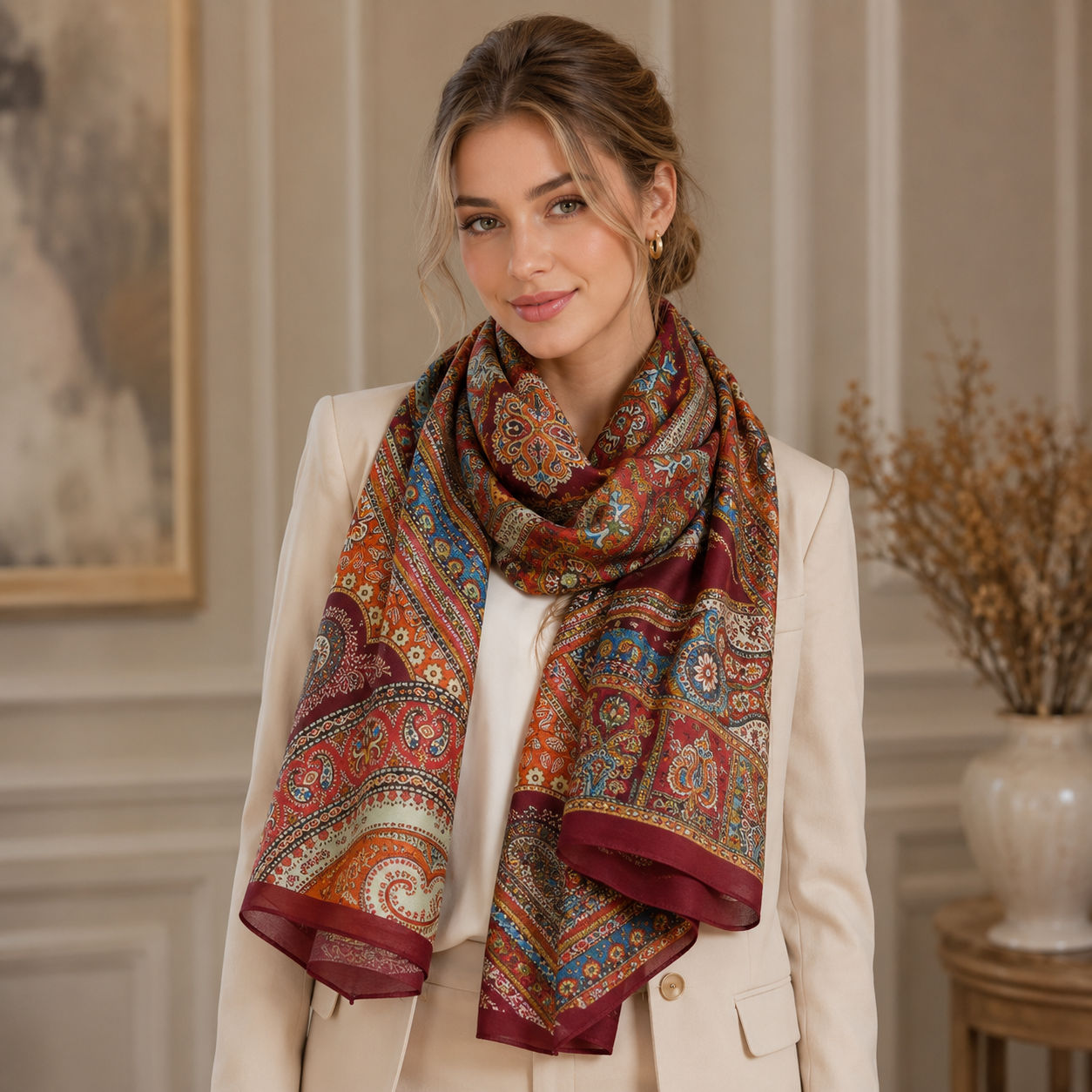 Digital Print Wool Scarf/Shawl 271